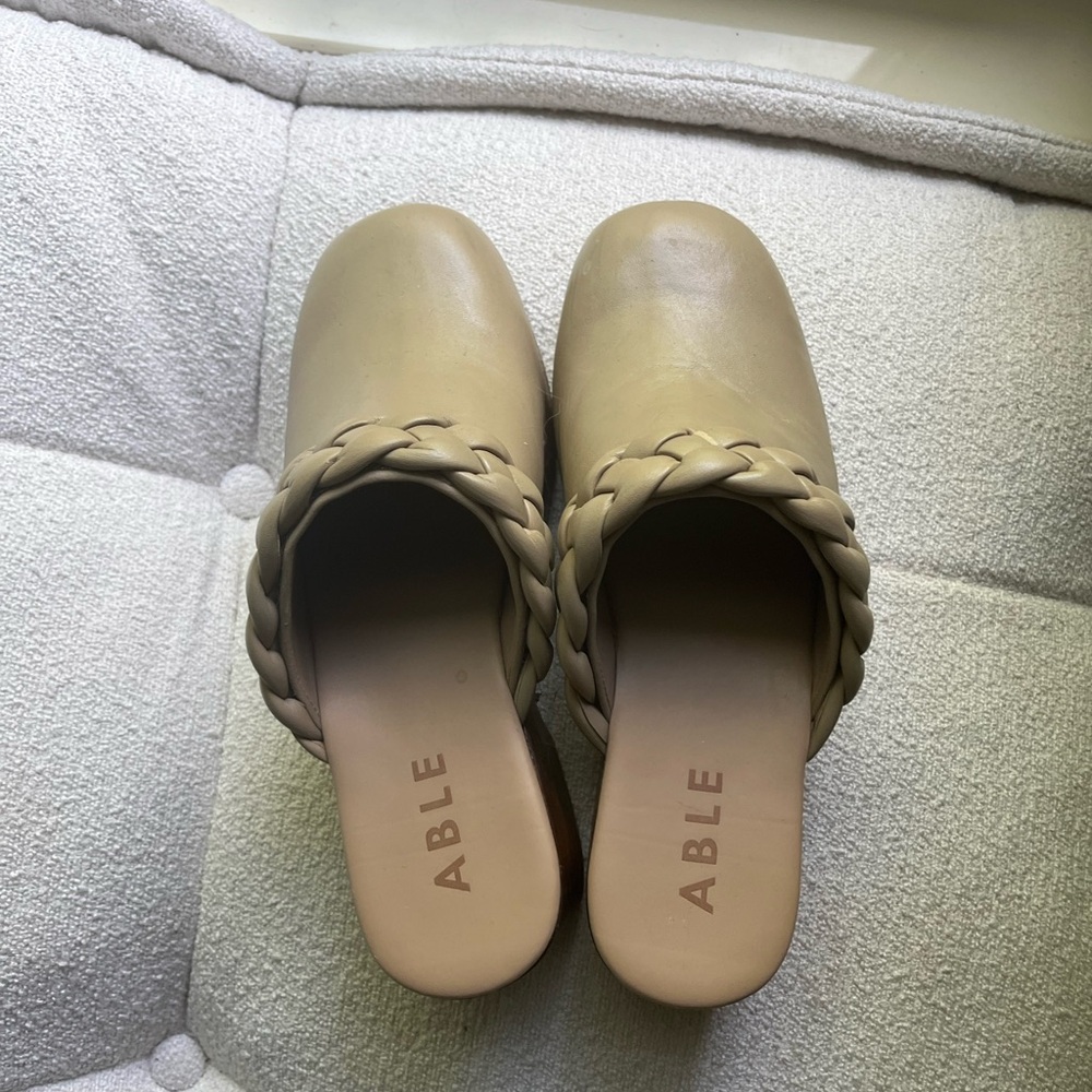 ABLE cream clogs